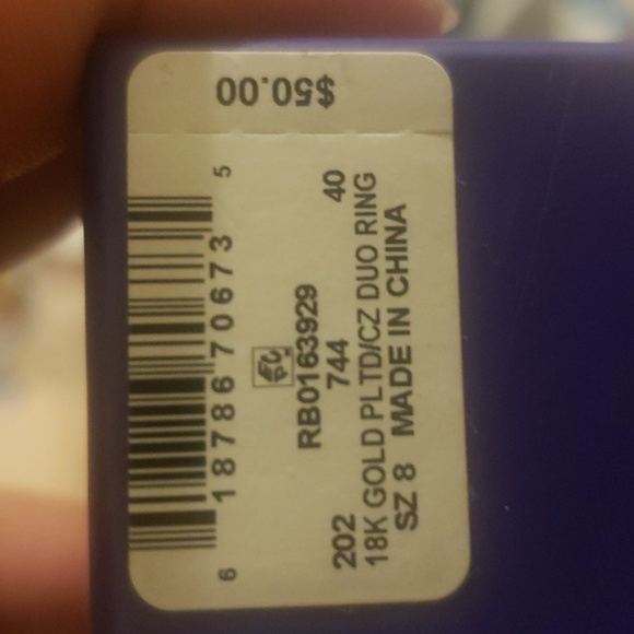 Cubic Zirconia 18K Gold Over Brass Ring Set (2Fer) - Picture 2 of 8